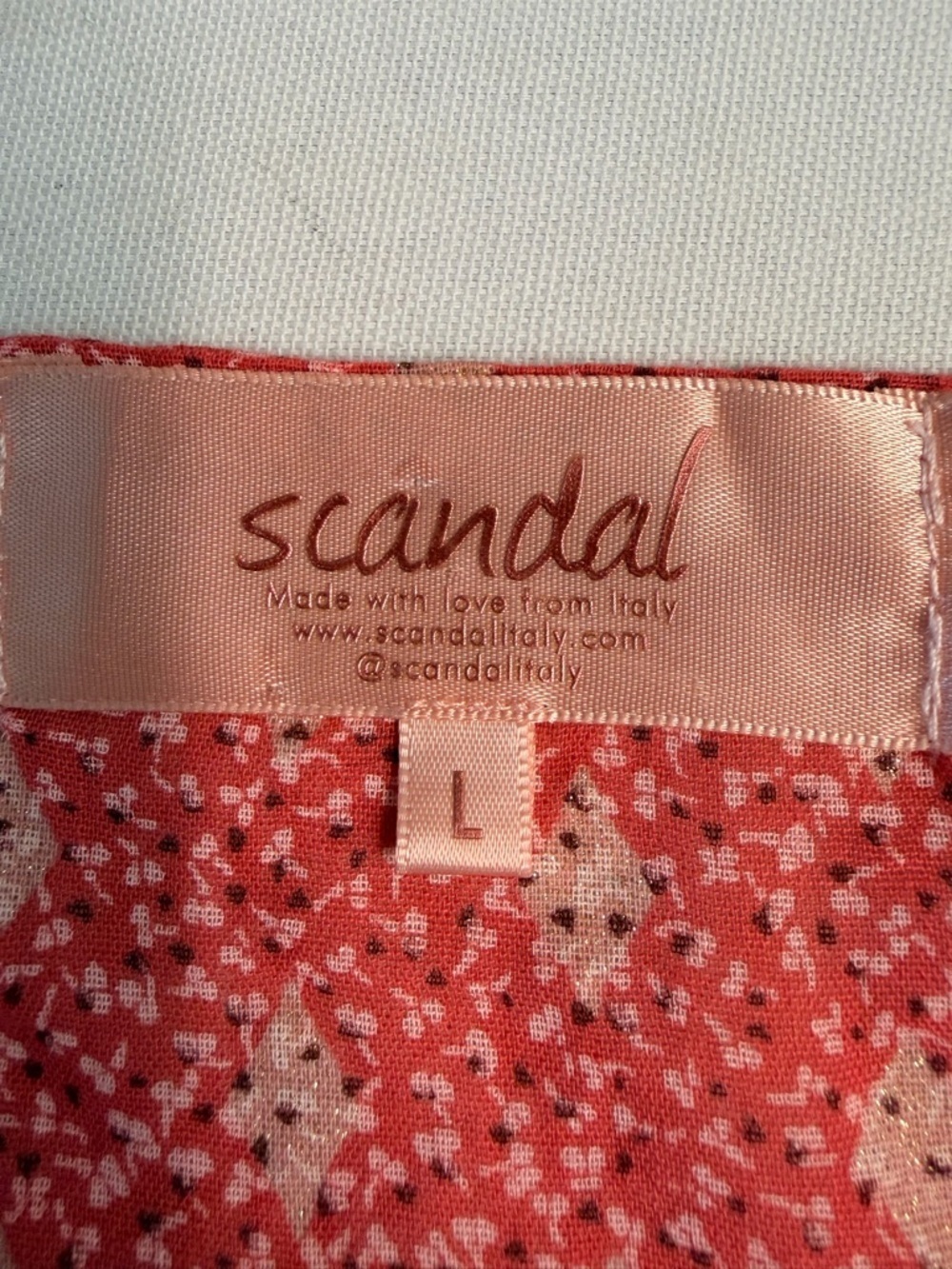 Scandal Ordell Cotton Pink Gold Bohemian Tiered Balloon Sleeve V-neck Dress L - Picture 8 of 10